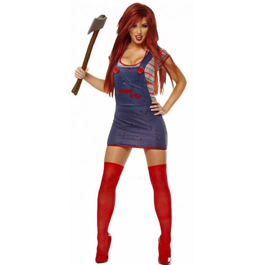 Festa de Halloween fantasia feminina Chuck