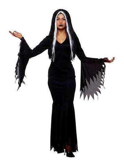 Festa de Halloween fantasia feminina Morticia
