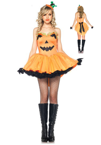 Festa de Halloween fantasia feminina vestido de abóbora