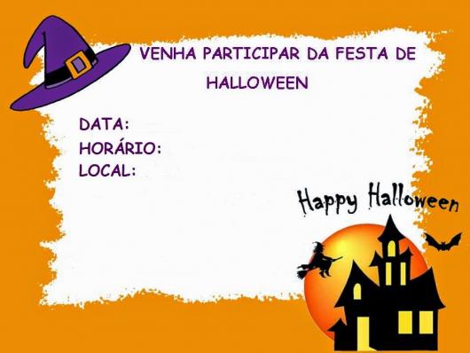 Festa de Halloween convite cartão laranja e branco
