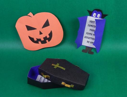 Festa de Halloween convite com formato de abóbora