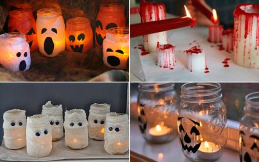 Festa de Halloween decoração com potes personalizados