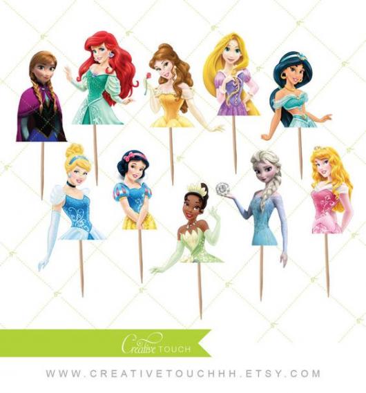 Toppers de princesas da Disney.
