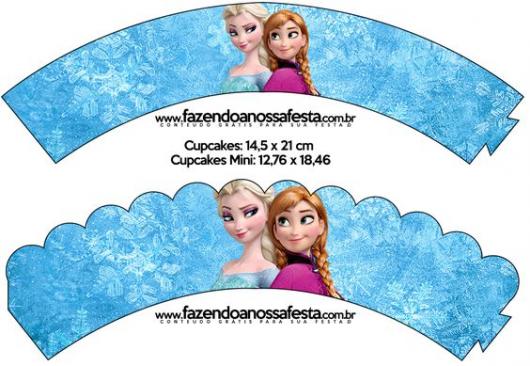 Wrapper azul com imagem da princesa Elsa e Anna.
