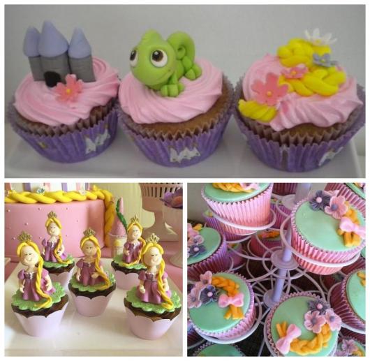 Cupcakes inspirados na história da Rapunzel.