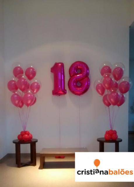 Balão de gás hélio de número rosa pink