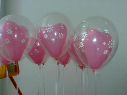 Balão de gás hélio de coração com balão transparente