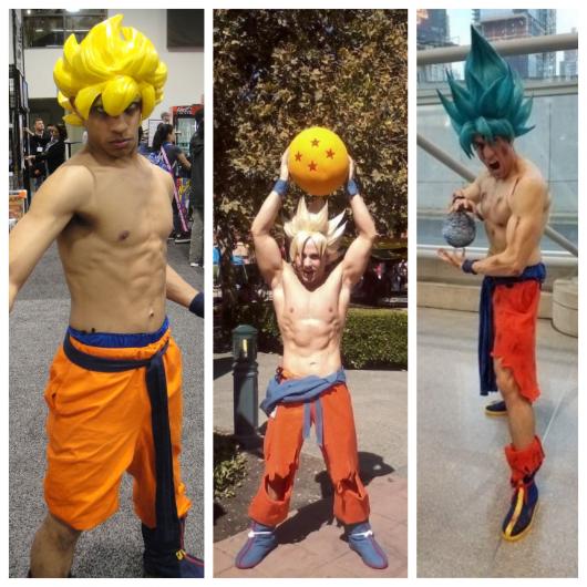 Em muitos casos apenas a calça é necessária para montar a fantasia, assim como a peruca de Goku transformado em Super Saiyajin!