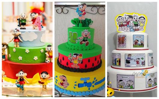 Sem dúvidas o bolo fake dará um up na decoração da festa Turma da Mônica