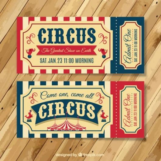 Convite circo vintage ingresso