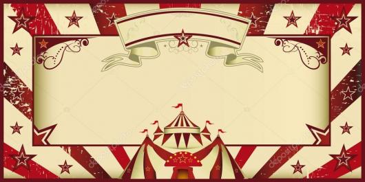 Convite circo vintage bege e vermelho