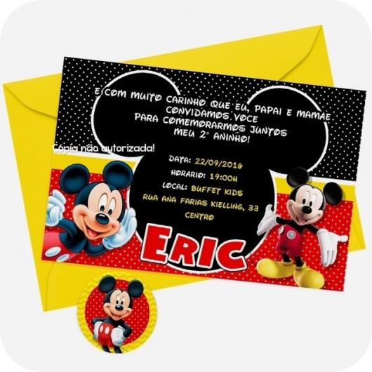 Convite circo do Mickey com fundo preo