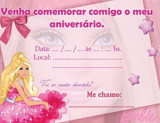 Convite de aniversário Barbie Paris para preencher, baixe grátis convites  para edit…