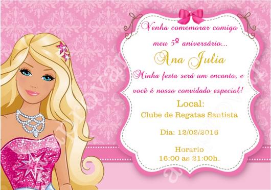 Convite Barbie Boneca para editar