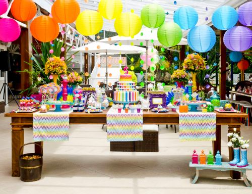 Decoração para Festa Arco-Íris com balões