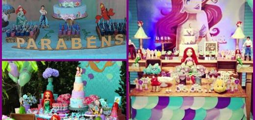 Mesa de Festa Infantil com Tema Pequena Sereia inspirações