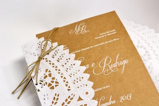 Papel para convite: convite de casamento em papel rendado