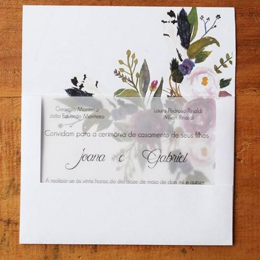 Papel para convite: convite de casamento Rosa em papel vegetal
