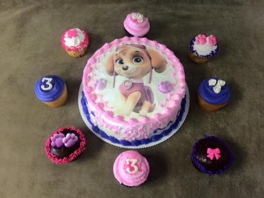 Ideia de cupcakes da patrulha canina para festas femininas