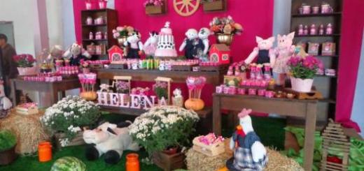 Festa fazendinha rosa decoração rústica com painel rosa
