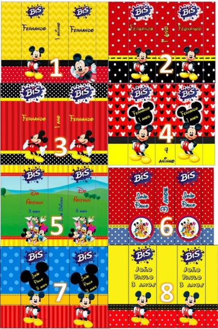 Embalagens de Bis personalizadas do Mickey