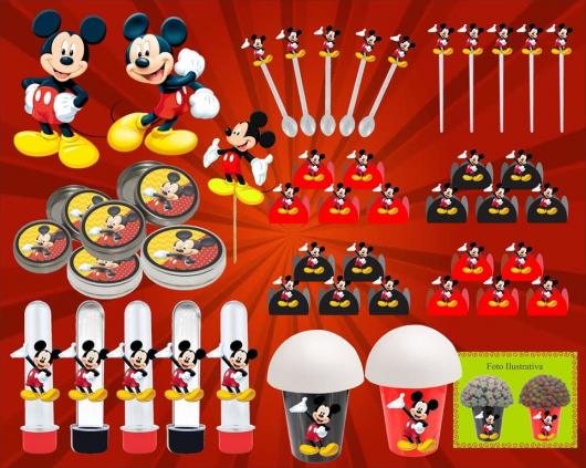 Kit com lembrancinhas e embalagens do Mickey
