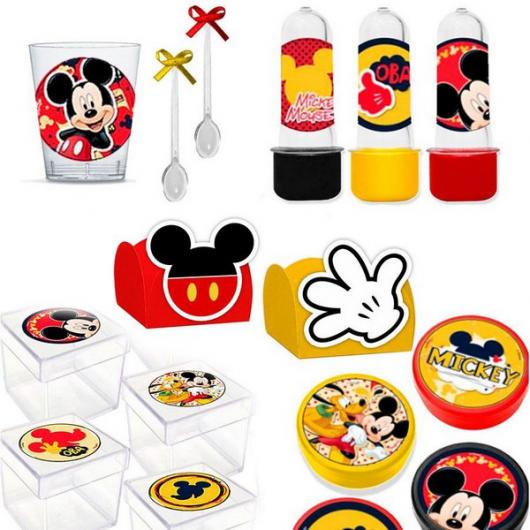 Kit festa Mickey com rótulos para diversas embalagens