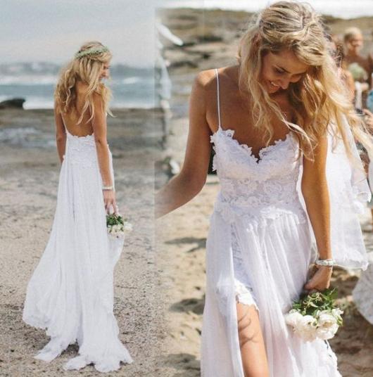 Vestido de Noiva para Casamento de Dia: Praiano com alcinhas