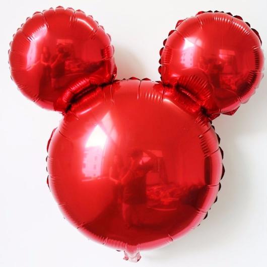 Balão vermelho metalizado com orelhas do Mickey