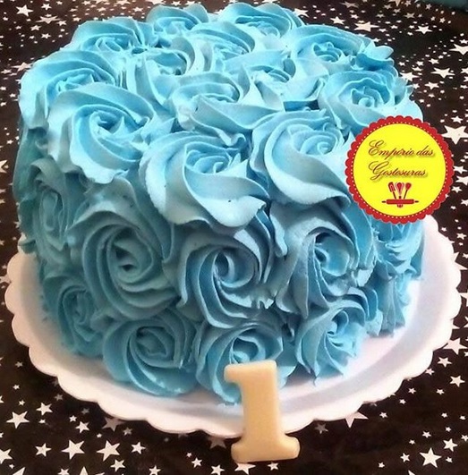 bolo simples azul