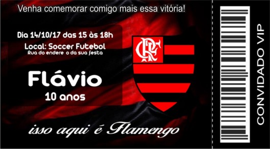 Um convite do Flamengo inspirado nos ingressos para os jogos