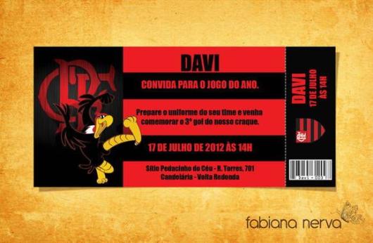 Ah, o mascote do Flamengo (urubu) também pode estar presente no convite