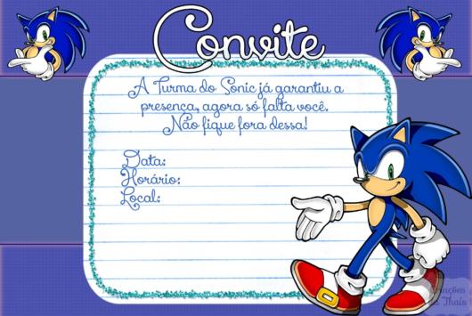 CONVITE FESTA SONIC PARA IMPRIMIR - Montando Minha Festa