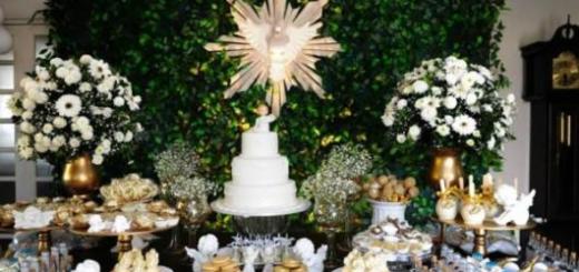 Decoração de batizado feminino: Branco e dourado