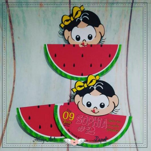 Festa da Magali: Convite com formato de fatia de melancia