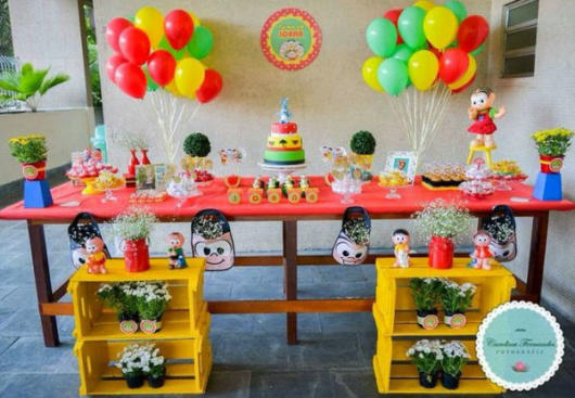 Festa da Magali baby: Decoração simples com balões