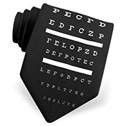 Para os médicos oftalmologistas, uma gravata temática com quadro de letras