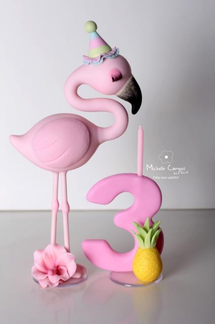 Topo de bolo: Flamingo