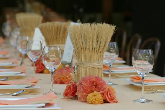 Bodas de Trigo: Decoração com centro de mesa em trigo