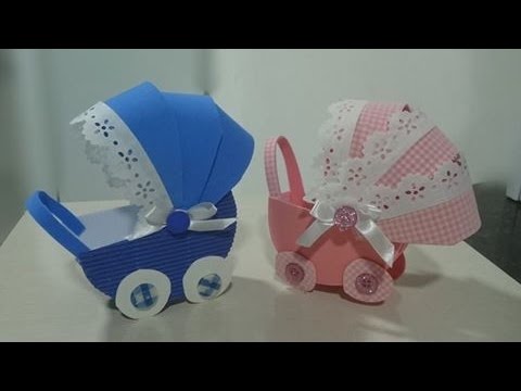 Enfeites para chá de bebê masculino: Carrinho de bebê em EVA 