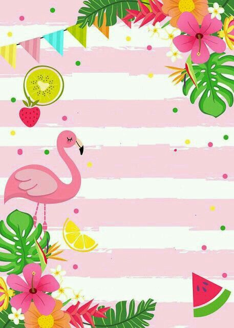 Festa Flamingo: Convite rosa e branco