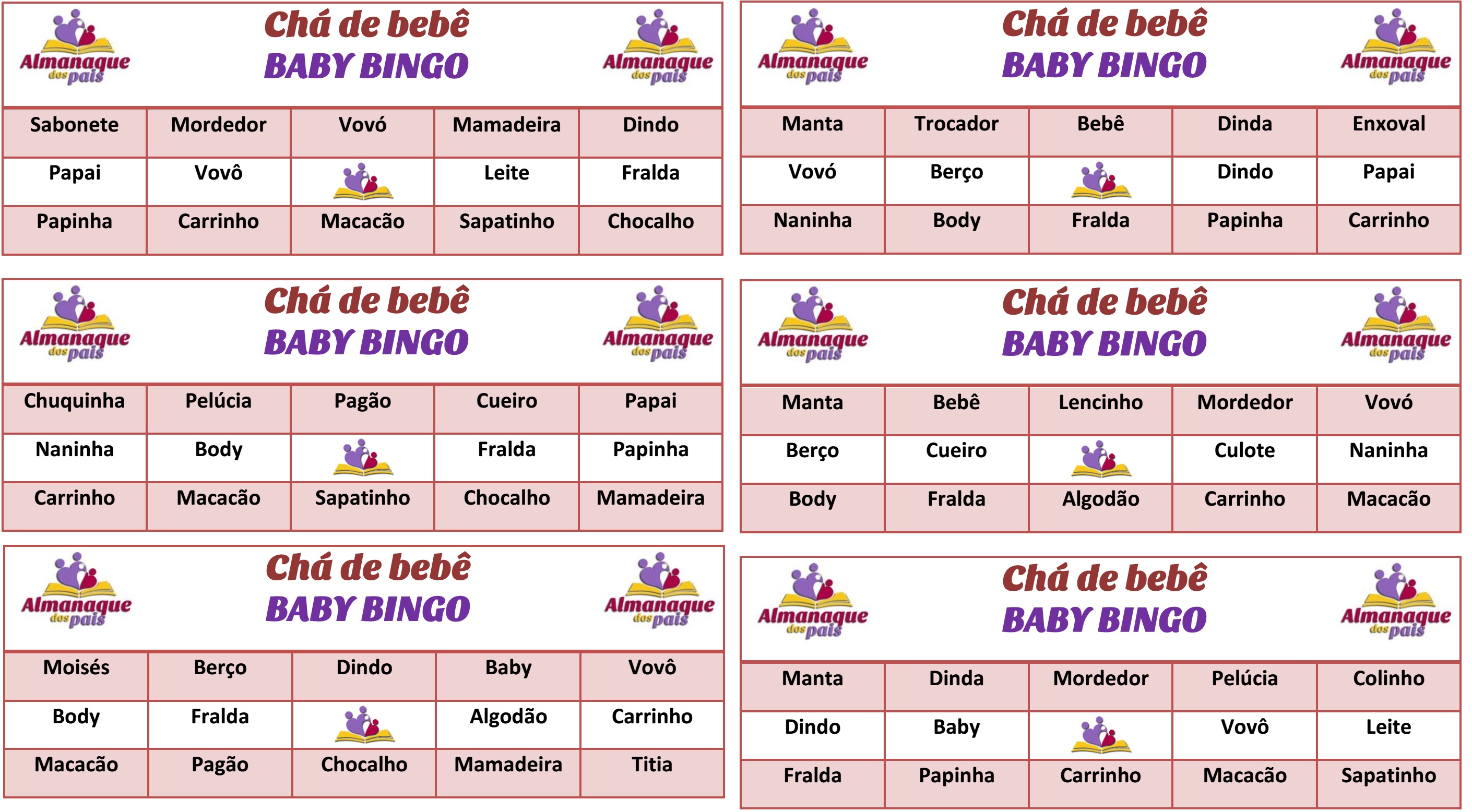Bingo para Chá de Bebê – 87 Cartelas de Baby Bingo Para Imprimir!