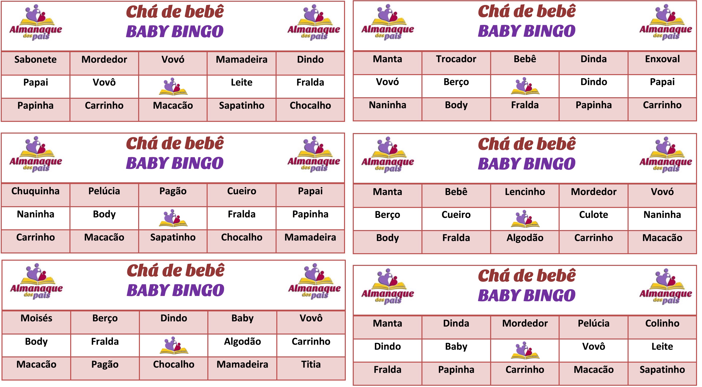 Brincadeiras Chá De Bebê - Bingo 40 Cartelas E Outros Jogos