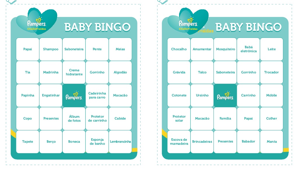 60 Cartelas Baby Bingo De Chá Revelação - Arquivo Pdf