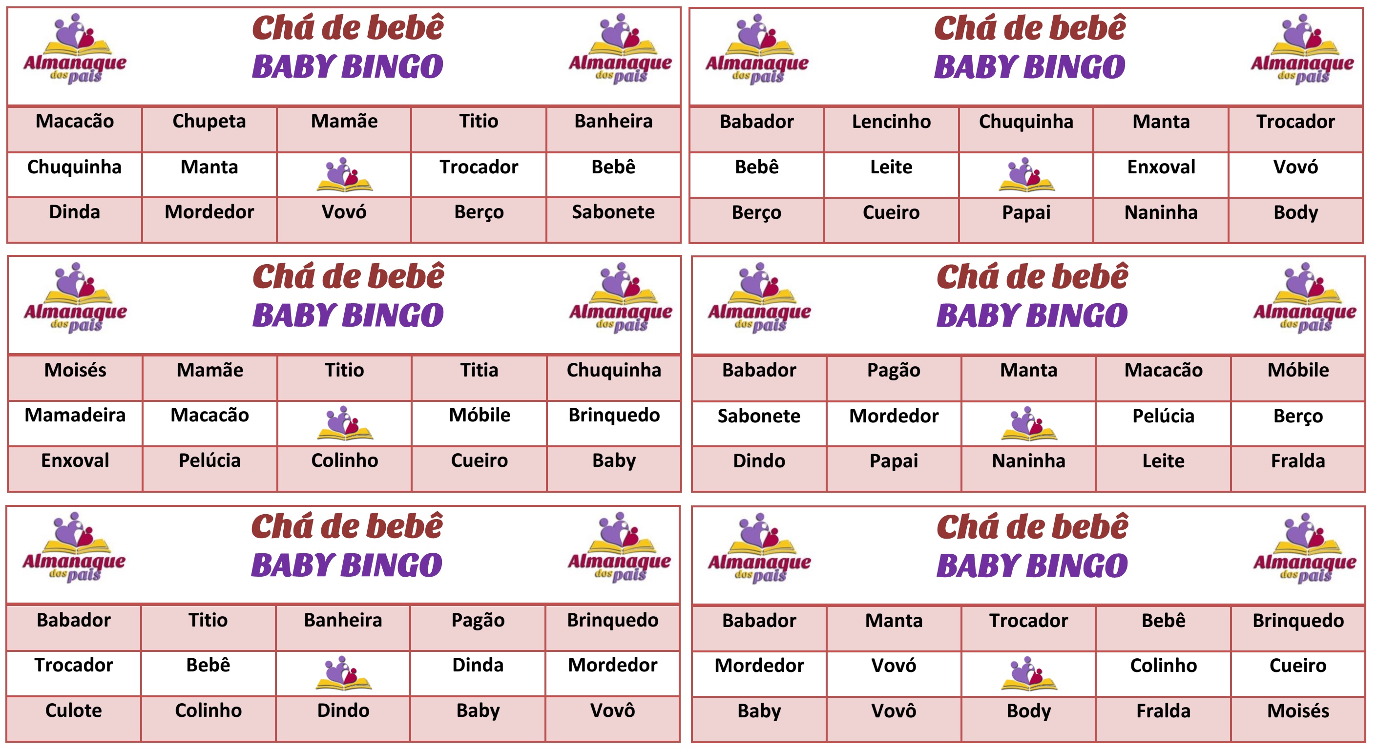 Bingo para Chá de Bebê – 87 Cartelas de Baby Bingo Para Imprimir!