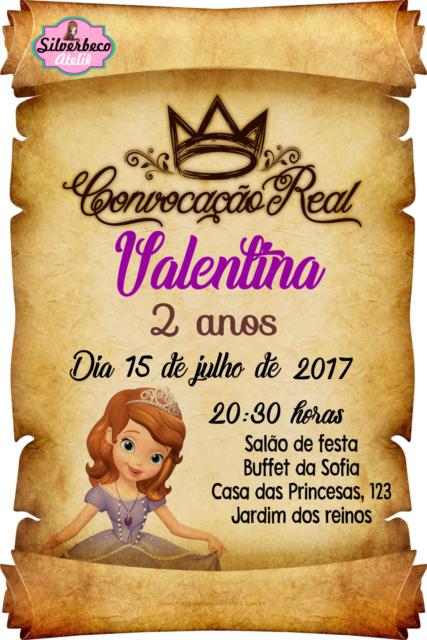 Convite Pergaminho: Princesa Sofia