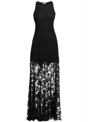 Vestido de renda para festa: Longo preto