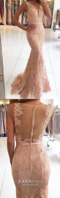 Vestido de renda para festa: Longo nude