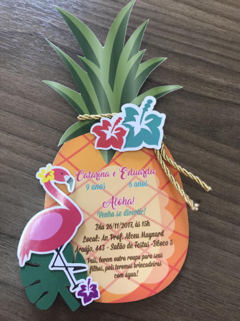 convite havaiano abacaxi