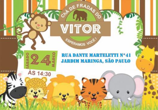 convite chá de bebê safari